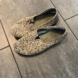 Tom’s burlap cheetah alpargata slip ons